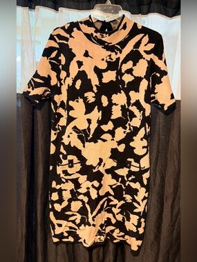 New without Tags Calvin Klein Black and Tan Abstract Knit Cardigan